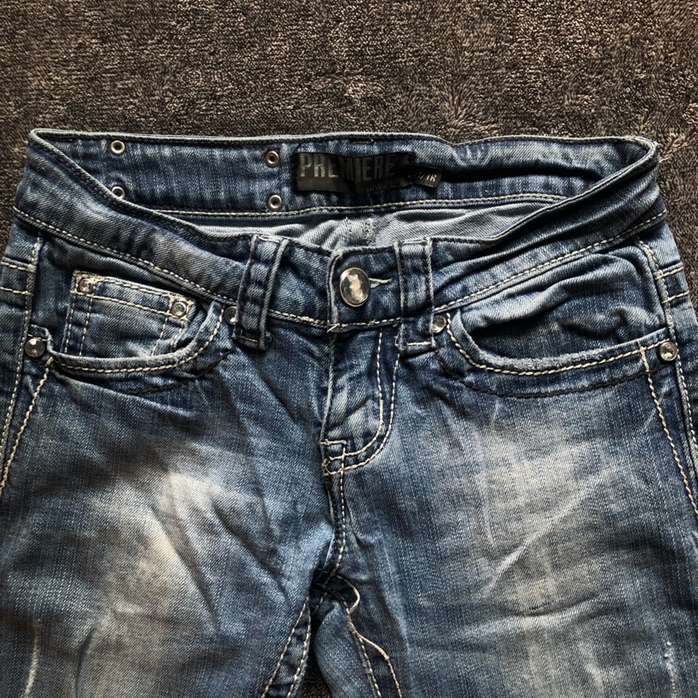 cute premiere boot cut jeans flare jeans flower pockets